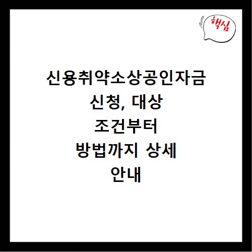 신용취약소상공인자금 신청, 대상 조건부터 방법까지 상세 안내