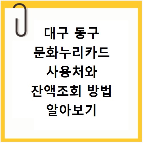 대구 동구 문화누리카드 사용처와 잔액조회 방법 알아보기