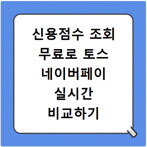 신용점수 조회 무료로 토스 네이버페이 실시간 비교하기