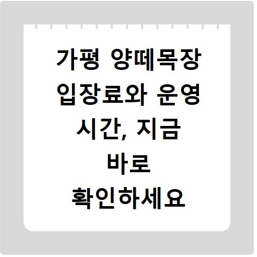 가평 양떼목장 입장료와 운영 시간, 지금 바로 확인하세요