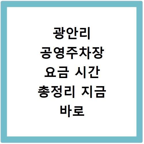 광안리 공영주차장 요금 시간 총정리 지금 바로 확인하세요