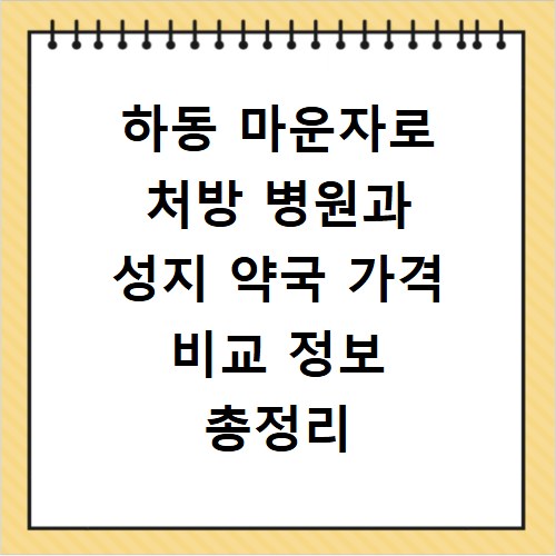 하동 마운자로 처방 병원과 성지 약국 가격 비교 정보 총정리