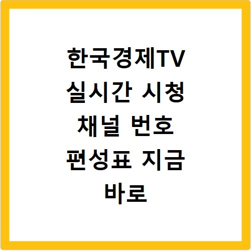 한국경제TV 실시간 시청 채널 번호 편성표 지금 바로 확인하세요