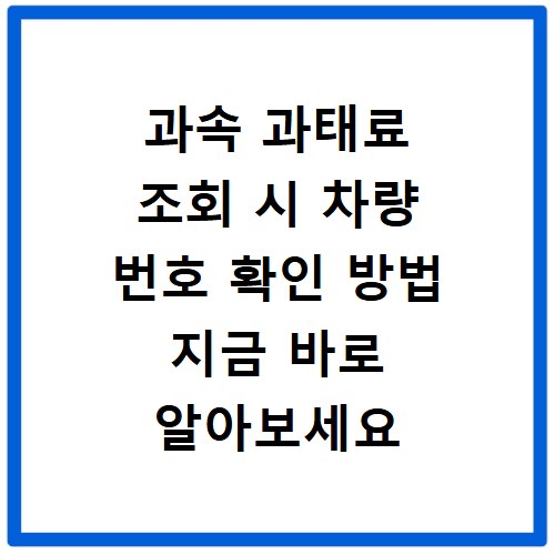 과속 과태료 조회 시 차량 번호 확인 방법 지금 바로 알아보세요