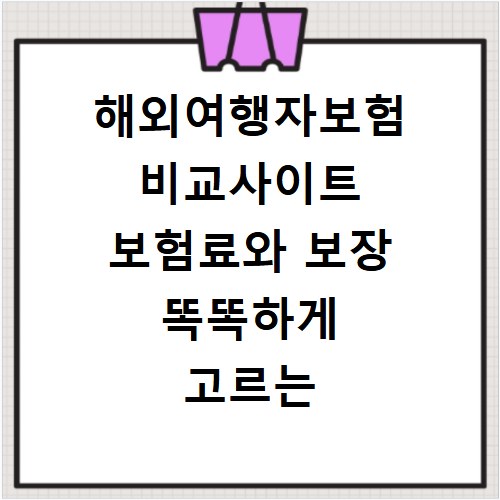 해외여행자보험 비교사이트 보험료와 보장 똑똑하게 고르는 법