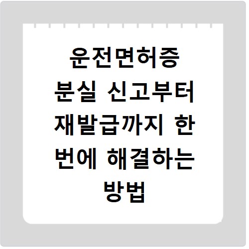 운전면허증 분실 신고부터 재발급까지 한 번에 해결하는 방법