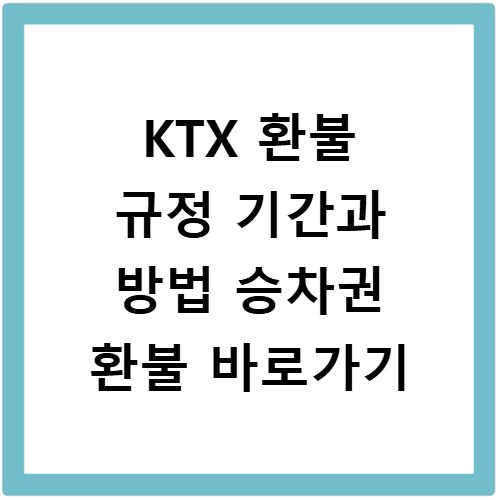 KTX 환불 규정 기간과 방법 승차권 환불 바로가기