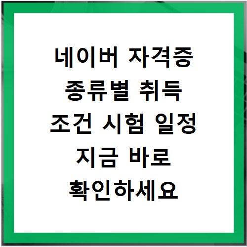 네이버 자격증 종류별 취득 조건 시험 일정 지금 바로 확인하세요