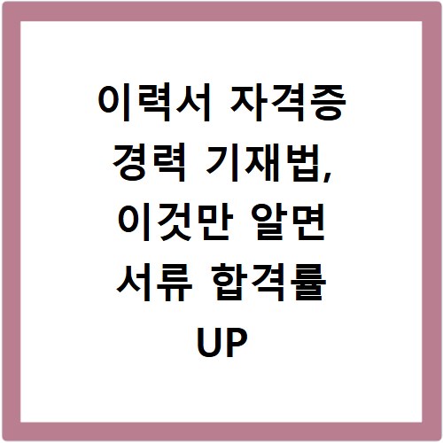 이력서 자격증 경력 기재법, 이것만 알면 서류 합격률 UP