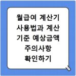 월급여 계산기 사용법과 계산 기준 예상금액 주의사항 확인하기