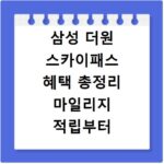 삼성 더원 스카이패스 혜택 총정리 마일리지 적립부터 라운지까지