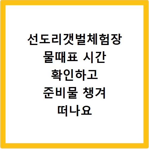 선도리갯벌체험장 물때표 시간 확인하고 준비물 챙겨 떠나요