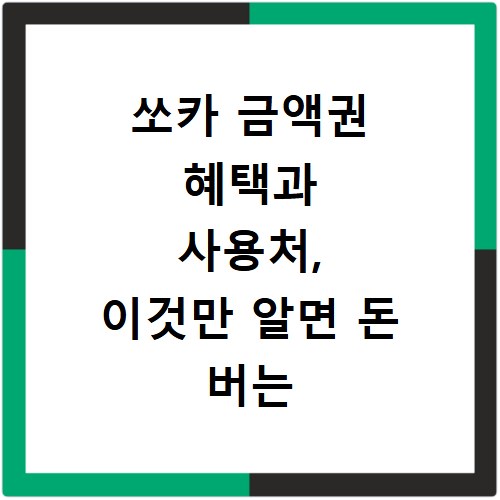 쏘카 금액권 혜택과 사용처, 이것만 알면 돈 버는 거예요