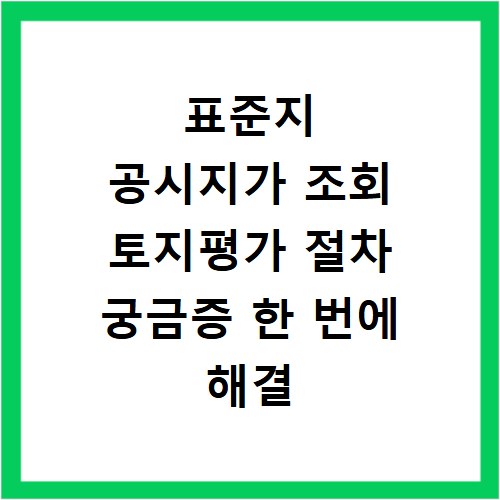 표준지 공시지가 조회 토지평가 절차 궁금증 한 번에 해결