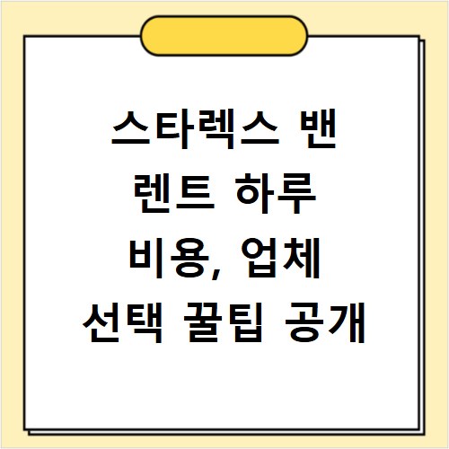 스타렉스 밴 렌트 하루 비용, 업체 선택 꿀팁 공개