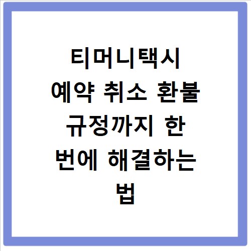 티머니택시 예약 취소 환불 규정까지 한 번에 해결하는 법
