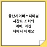 울산시외버스터미널 시간표 조회와 예매, 이젠 헤매지 마세요