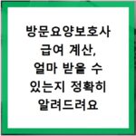 방문요양보호사 급여 계산, 얼마 받을 수 있는지 정확히 알려드려요