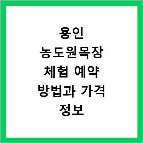 용인 농도원목장 체험 예약 방법과 가격 정보 미리 알아봐요