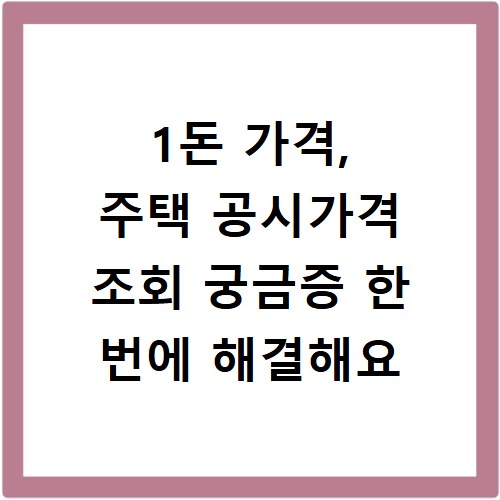 1돈 가격, 주택 공시가격 조회 궁금증 한 번에 해결해요