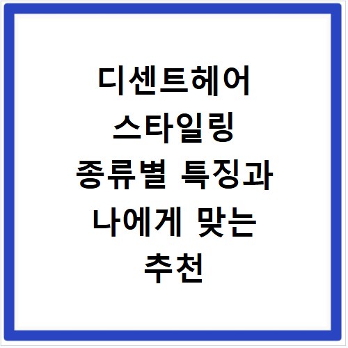 디센트헤어 스타일링 종류별 특징과 나에게 맞는 추천 스타일 찾기