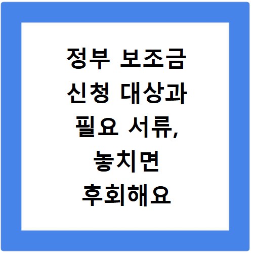 정부 보조금 신청 대상과 필요 서류, 놓치면 후회해요