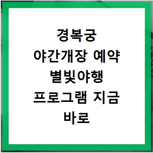 경복궁 야간개장 예약 별빛야행 프로그램 지금 바로 확인하세요