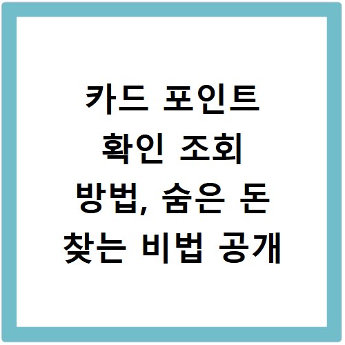 카드 포인트 확인 조회 방법, 숨은 돈 찾는 비법 공개