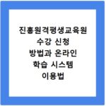 진흥원격평생교육원 수강 신청 방법과 온라인 학습 시스템 이용법