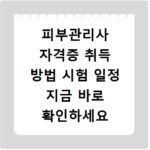 피부관리사 자격증 취득 방법 시험 일정 지금 바로 확인하세요