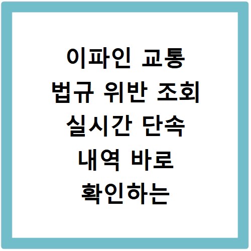 이파인 교통 법규 위반 조회 실시간 단속 내역 바로 확인하는 방법