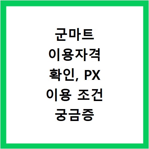 군마트 이용자격 확인, PX 이용 조건 궁금증 한번에 해결해요