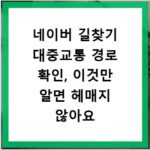 네이버 길찾기 대중교통 경로 확인, 이것만 알면 헤매지 않아요
