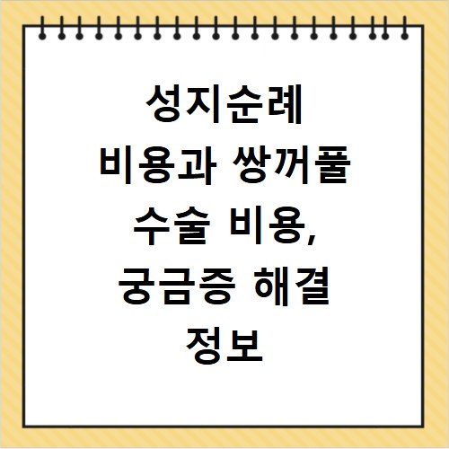 성지순례 비용과 쌍꺼풀 수술 비용, 궁금증 해결 정보 확인