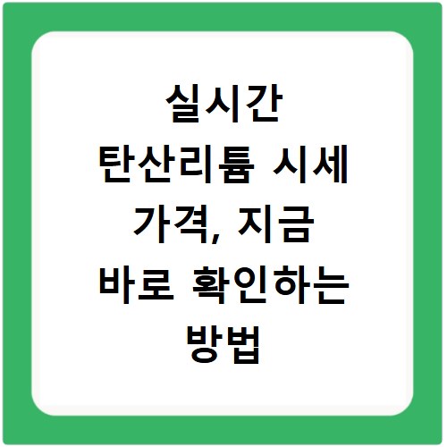 실시간 탄산리튬 시세 가격, 지금 바로 확인하는 방법 총정리