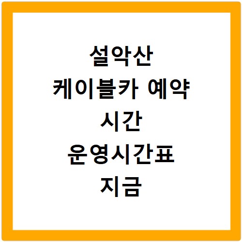 설악산 케이블카 예약 시간 운영시간표 지금 바로 확인하세요