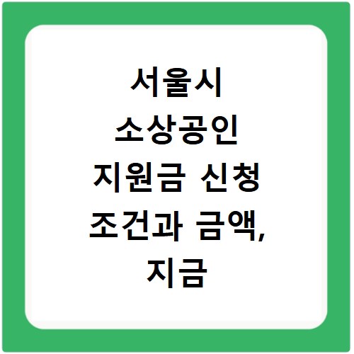 서울시 소상공인 지원금 신청 조건과 금액, 지금 바로 확인하세요
