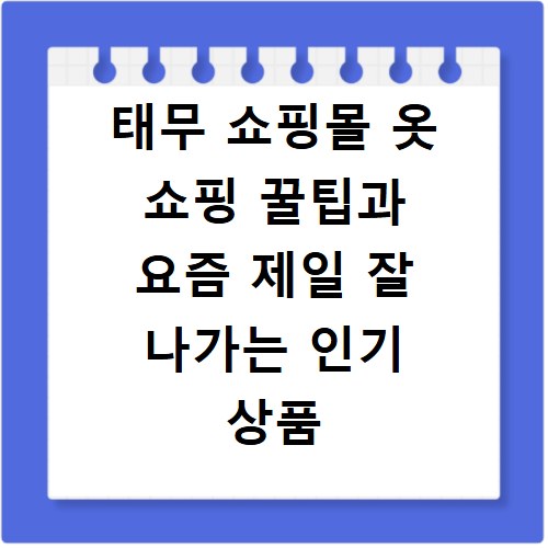 태무 쇼핑몰 옷 쇼핑 꿀팁과 요즘 제일 잘 나가는 인기 상품